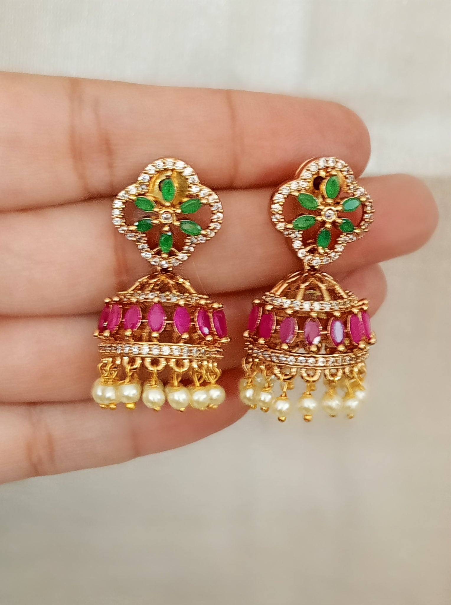 Multicolor Ahana Zirconia Jhumki