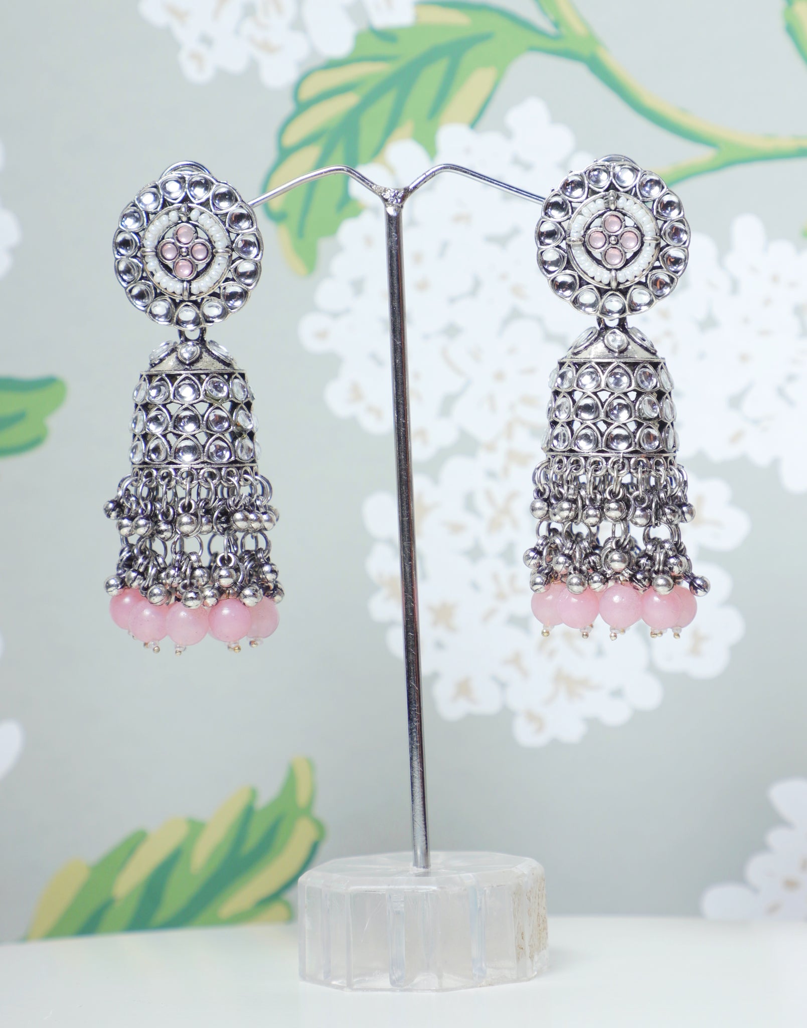 Pink Adira Kundan Jhumkas