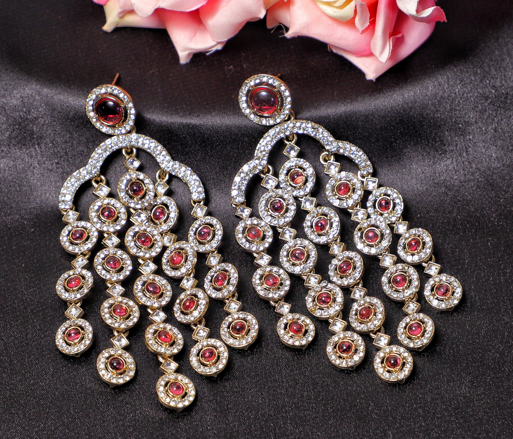Wine Tassel Earrings