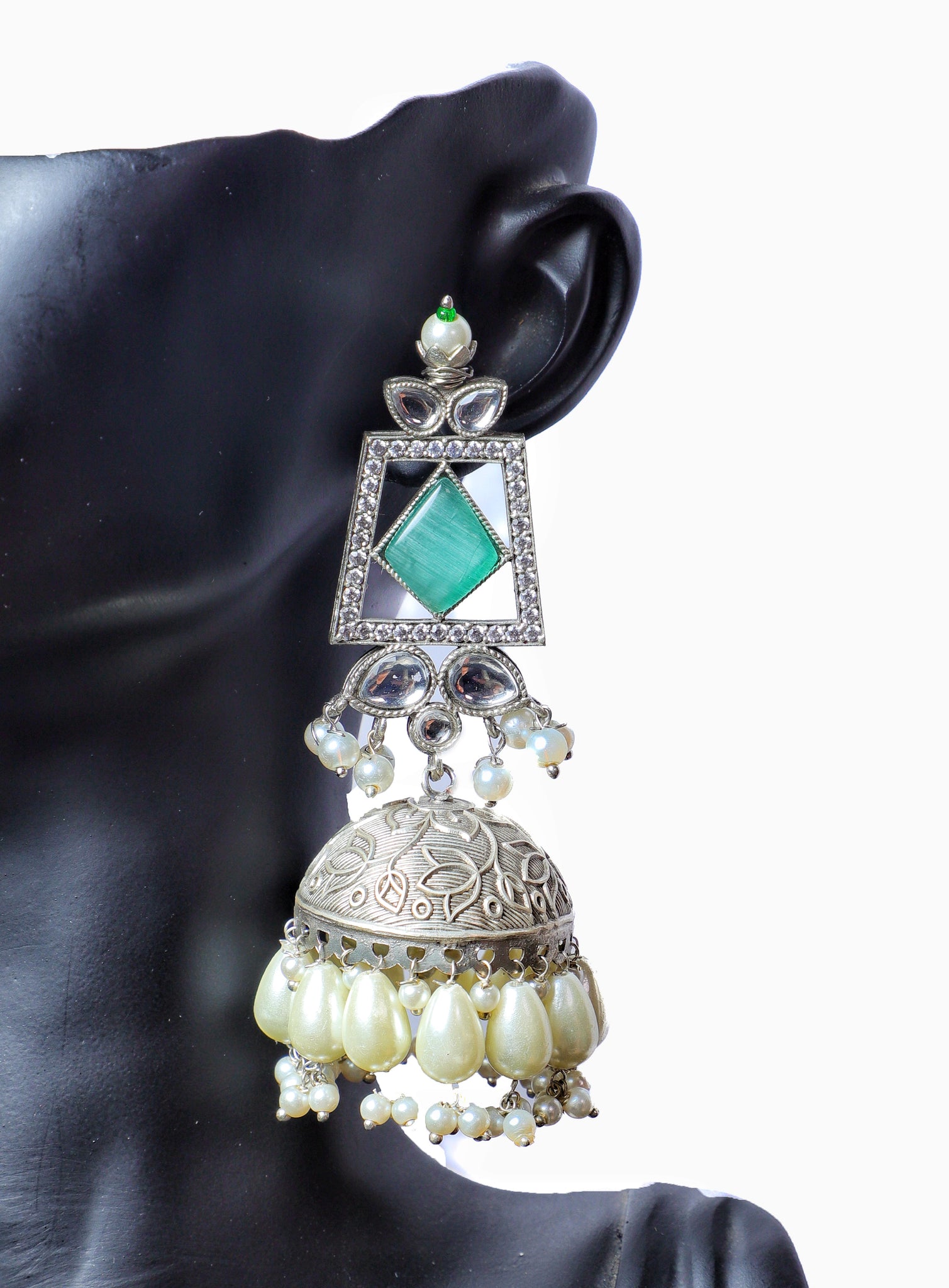 Green Amaira AD Brass Jhumkas