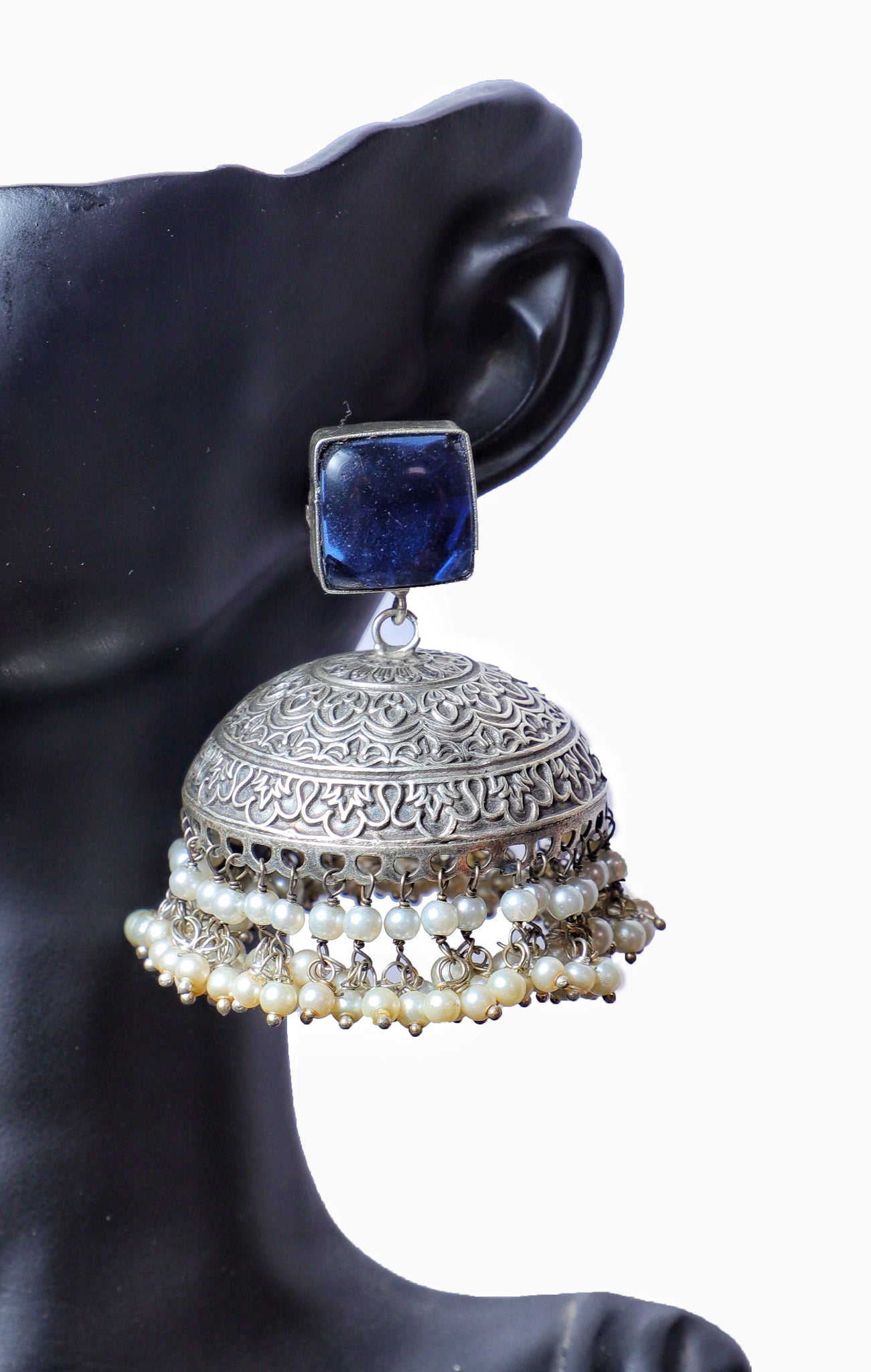 Sapphire Blue Alia Brass Jhumkas
