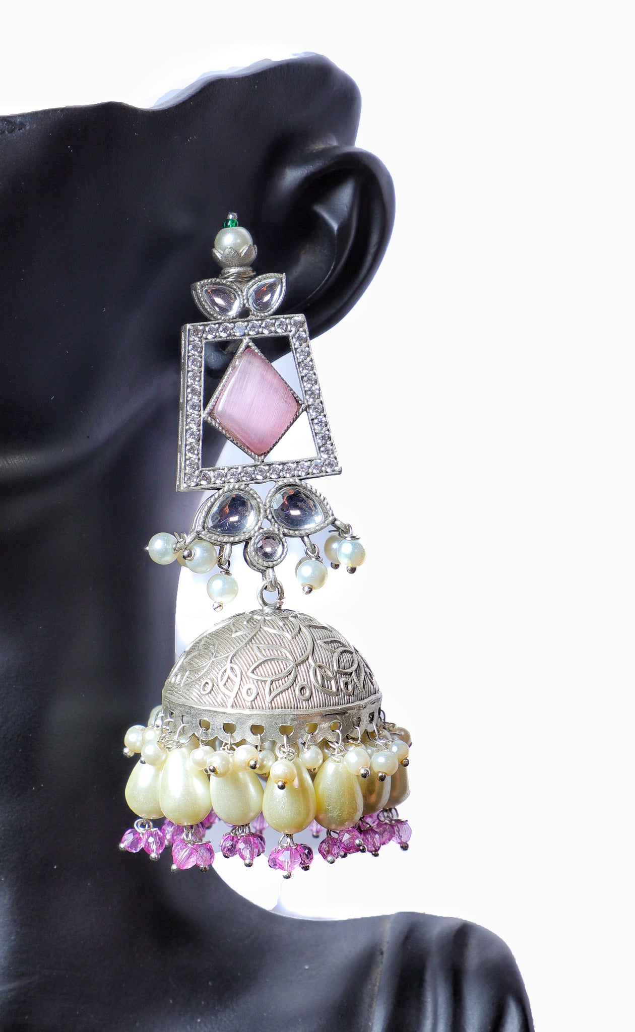 Pink Amaira AD Brass Jhumkas