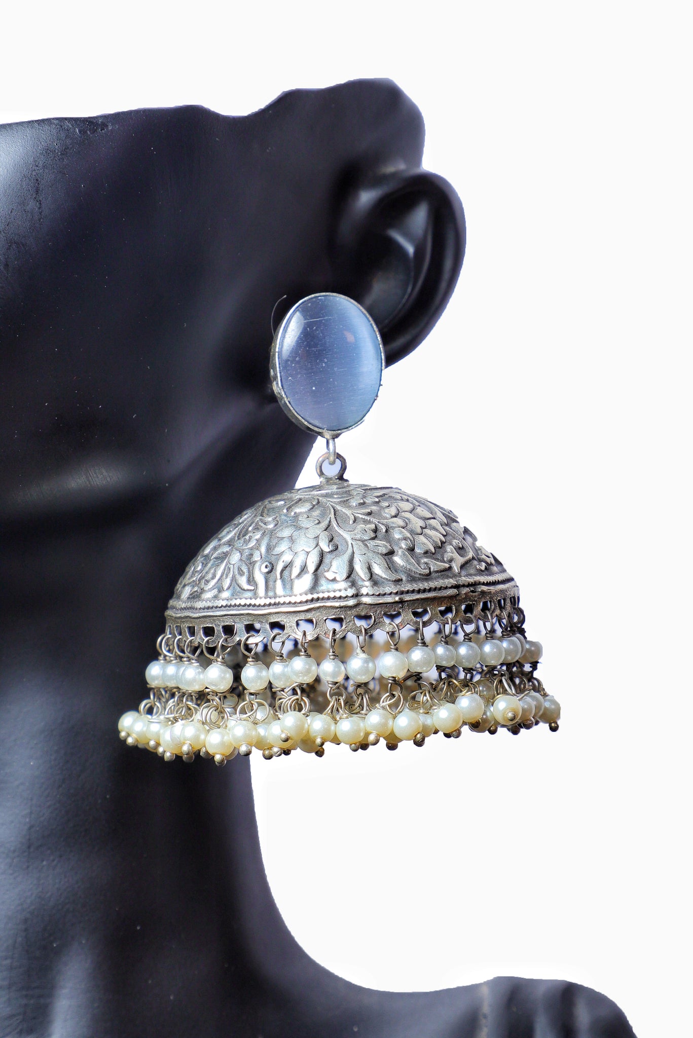 Blue Alia Brass Jhumkas